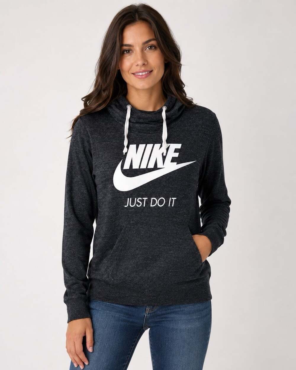 Nike Women’s Small Just Do It Lightweight Pullover Hoodie Charcoal Gray